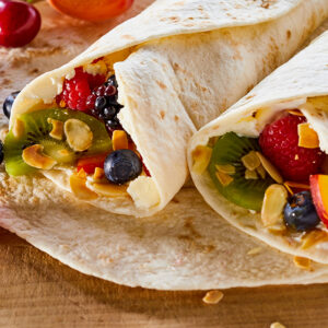 Tortilla wrap with fruit and nuts